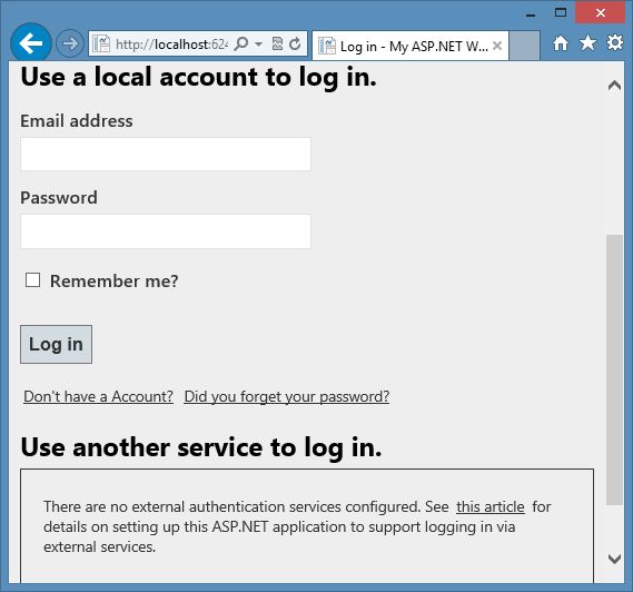 WebSite without External Login Provider